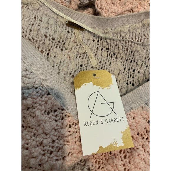 Free People Pink & Blue Striped Knubby Knit V-Neck Sweater, Size Medium - Picture 7 of 7